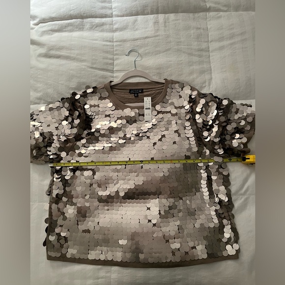 J. Crew Collection sequin-embellished T-shirt Blouse Holiday party New Years Eve - Picture 11 of 11